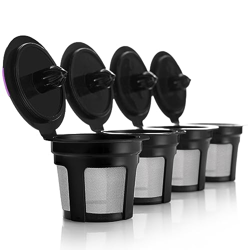 4 Universal Fit Black Reusable K-Cups for Keurig Brewers