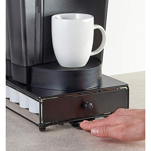 Compact Black Coffee Pod Drawer Organizer, 24-K-Cup Capacity