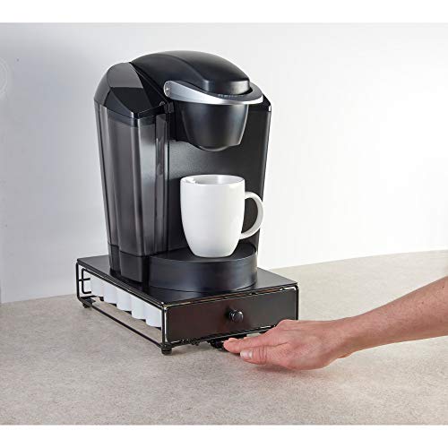 Compact Black Coffee Pod Drawer Organizer, 24-K-Cup Capacity