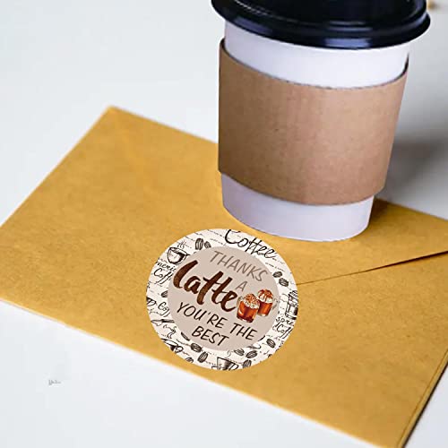 Coffee-Themed Thank You Stickers: 500 Pcs Per Roll