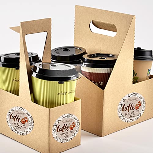 Coffee-Themed Thank You Stickers: 500 Pcs Per Roll