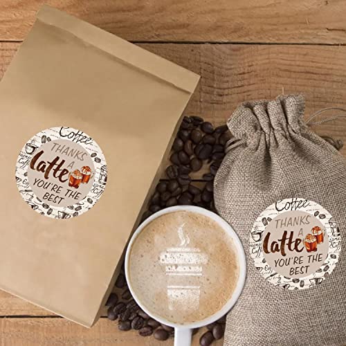 Coffee-Themed Thank You Stickers: 500 Pcs Per Roll