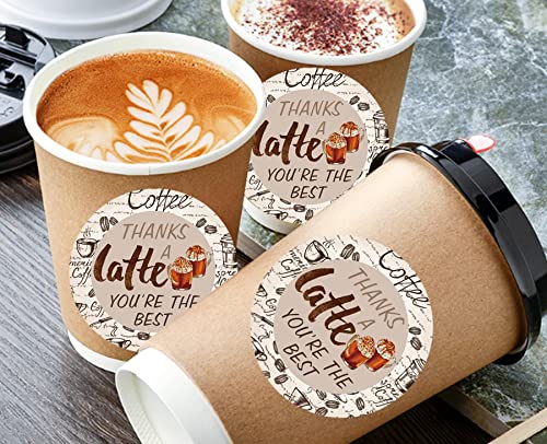 Coffee-Themed Thank You Stickers: 500 Pcs Per Roll