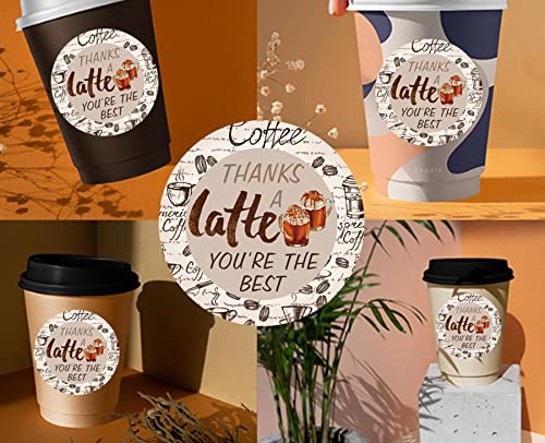 Coffee-Themed Thank You Stickers: 500 Pcs Per Roll