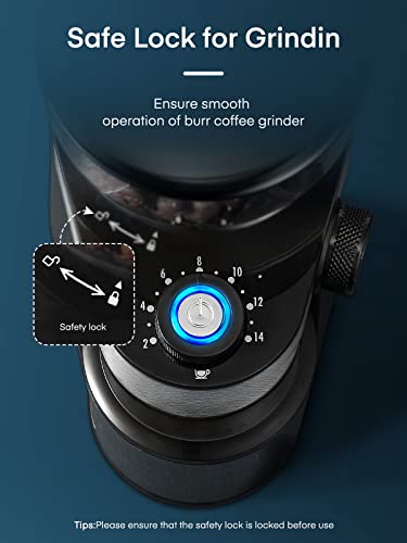 FOHERE Electric Burr Coffee Grinder: 18 Precise Grind Settings