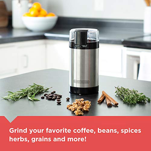 BLACK+DECKER One Touch Coffee Grinder, Stainless Steel