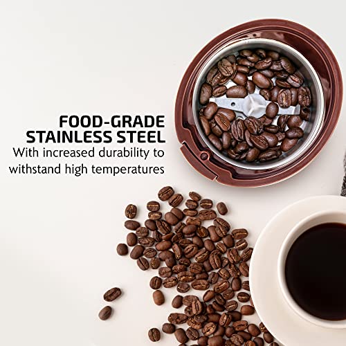 Compact Electric Coffee Grinder - Stainless Blade for Beans