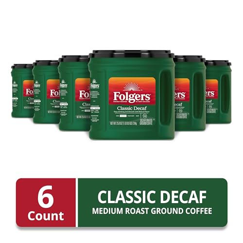 Folgers Decaf Ground Coffee, Medium Roast - 25.9 oz (Pack of 6)