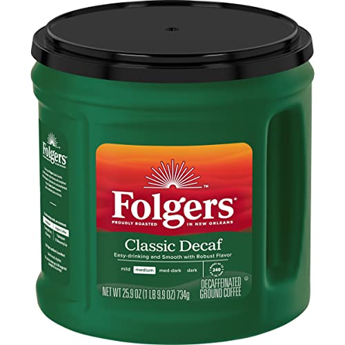 Folgers Decaf Ground Coffee, Medium Roast - 25.9 oz (Pack of 6)