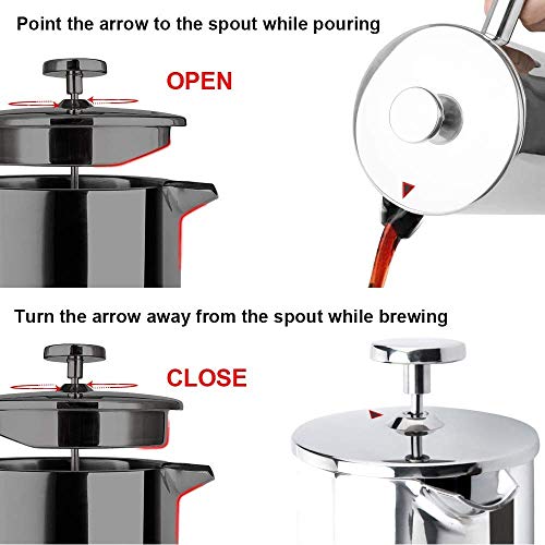 Secura Coffee Maker, Stainless Steel Insulated Press