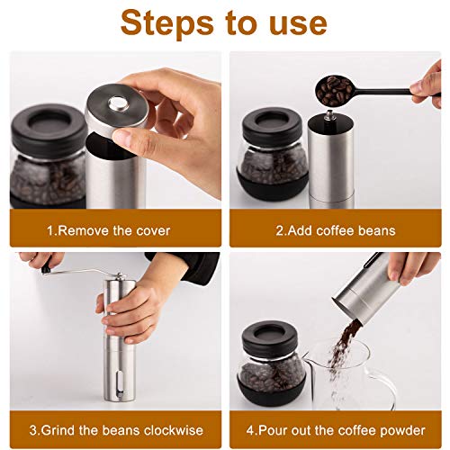 PARACITY Manual Coffee Grinder - Stainless Steel, Ceramic Burr