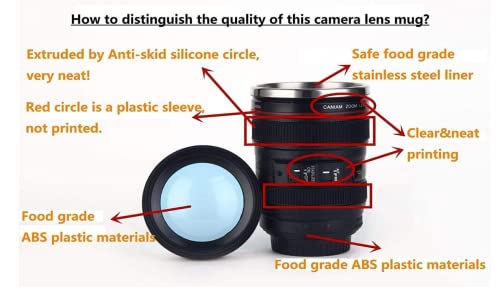 Camera Lens Coffee Mug - 12.5oz, Stainless Steel