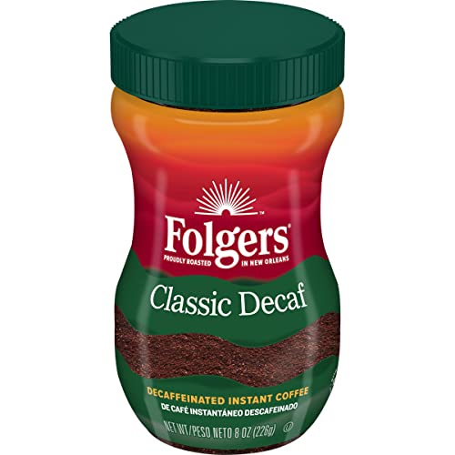 Folgers Classic Decaf Instant Coffee Crystals, 8oz