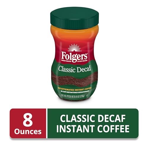 Folgers Classic Decaf Instant Coffee Crystals, 8oz