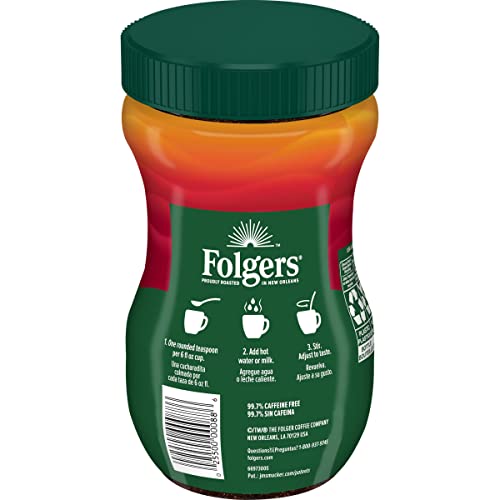 Folgers Classic Decaf Instant Coffee Crystals, 8oz