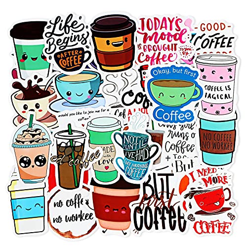 Coffee Cup Stickers: Cute, Waterproof, 100 Pieces