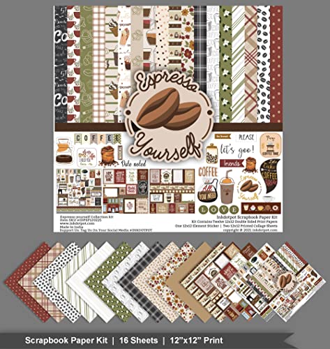 Coffee Theme Scrapbook Paper Kit -16 Pages