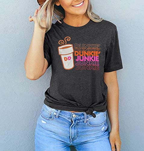 Dunkie Junkie Women's Funny Coffee T-Shirt - Grey/L