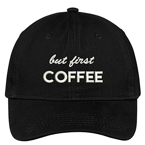 Black Coffee Dad Hat with Embroidered Design