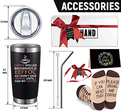 Funny Coffee Mug Gift Basket - 20 oz Tumblers Cup (Black)