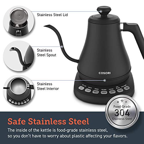 COSORI Stainless Steel Gooseneck Kettle with 5 Presets