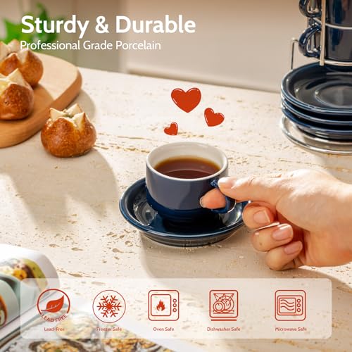 Marine Blue Porcelain Espresso Cup Set