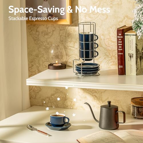 Marine Blue Porcelain Espresso Cup Set