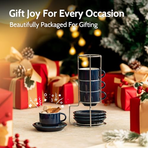 Marine Blue Porcelain Espresso Cup Set