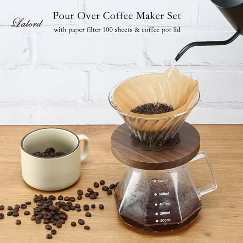 Lalord Pour Over Coffee Maker, Glass Carafe
