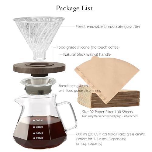 Lalord Pour Over Coffee Maker, Glass Carafe