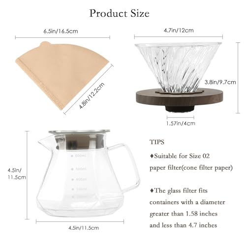 Lalord Pour Over Coffee Maker, Glass Carafe