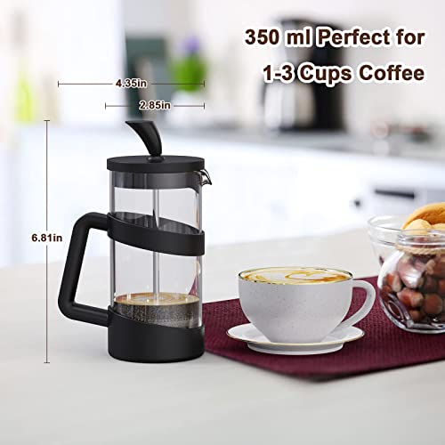 Mini French Press Coffee Maker - 12 oz, Black