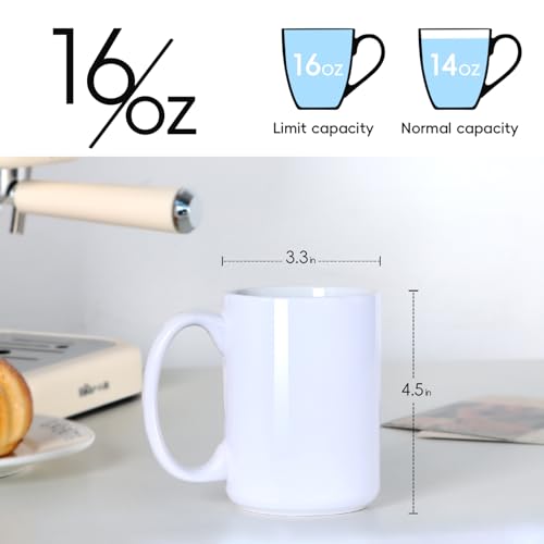 Set of 4 Smilatte 16 OZ White Coffee Mugs