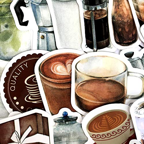Retro Coffee Waterproof Stickers for Scrapbook - MAXLEAF