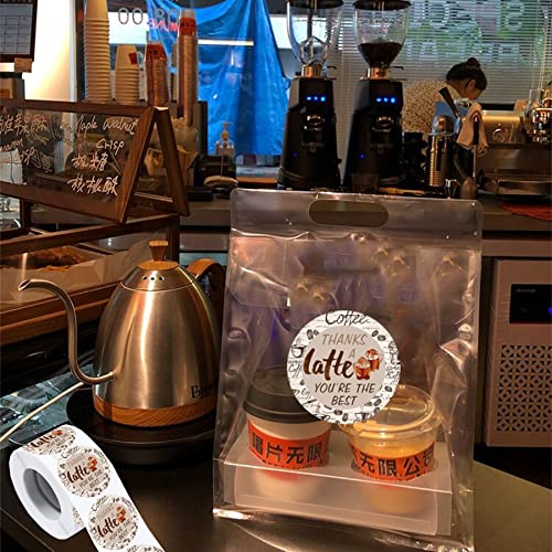Coffee Themed Thank You Stickers - 500pcs