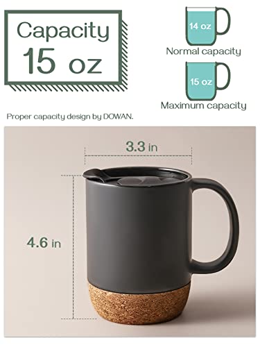 Cork-bottomed Spill-proof Ceramic Coffee Mugs, 15 oz (Set of 2)