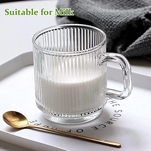 6 Pack Glass Coffee Mugs, 12 oz - Classic Stripes