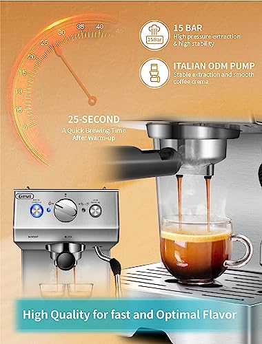 Stainless Steel Espresso Machine with Milk Frother