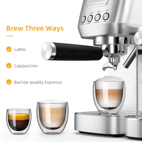 Stainless Steel Espresso Machine with Milk Frother – Perfect Gift!
