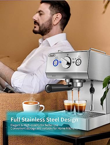 Stainless Steel Espresso Machine with Milk Frother