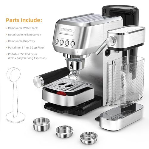 Stainless Steel Espresso Machine with Milk Frother – Perfect Gift!