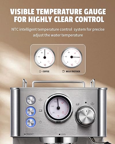 SHARDOR 15 Bar Espresso Machine with Milk Frother