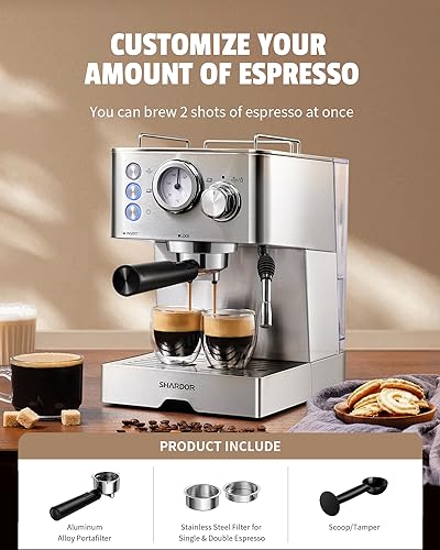 SHARDOR 15 Bar Espresso Machine with Milk Frother