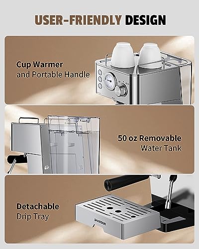 SHARDOR 15 Bar Espresso Machine with Milk Frother