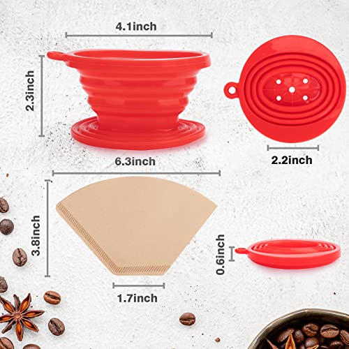Silicone Pour Over Coffee Dripper Set - Red+Blue