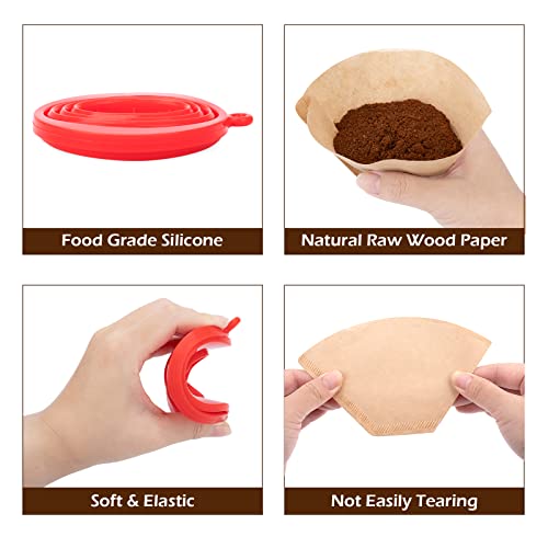 Silicone Pour Over Coffee Dripper Set - Red+Blue