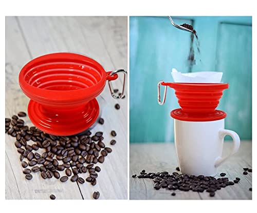 Silicone Pour Over Coffee Dripper Set - Red+Blue