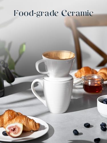 DOWAN Porcelain Pour Over Coffee Maker, White