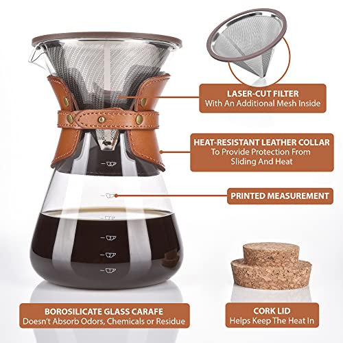 Kavako Glass Coffee Maker with Stainless Steel Filter
