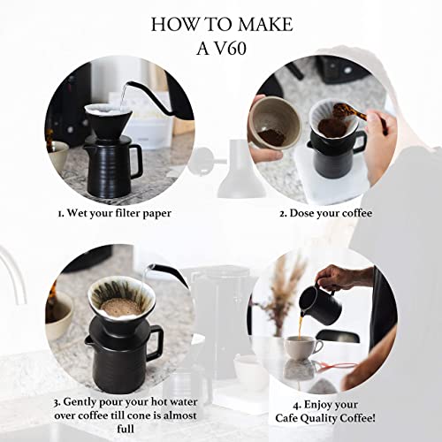 Premium Black Ceramic V60 Pour Over Coffee Maker